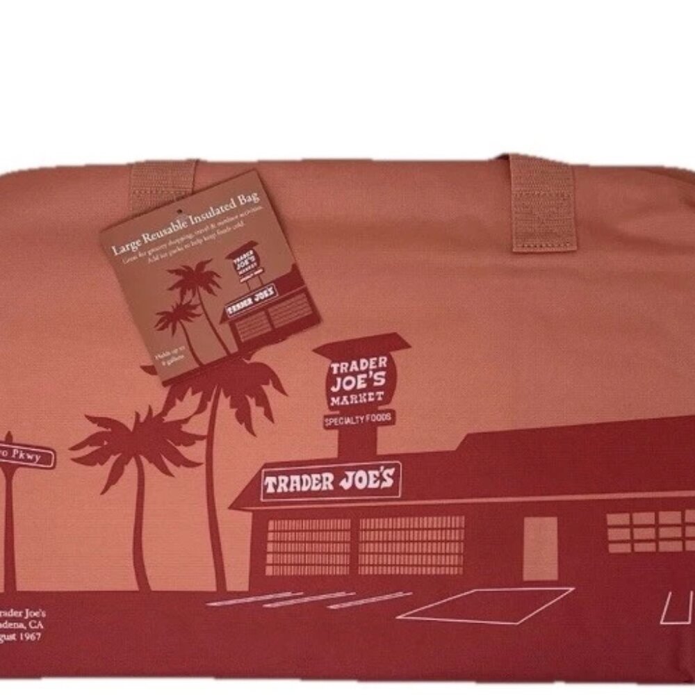 Trader Joe's Large Insulated Reusable Tote Bag 8 Gallon Peach Color LIMITED NWT